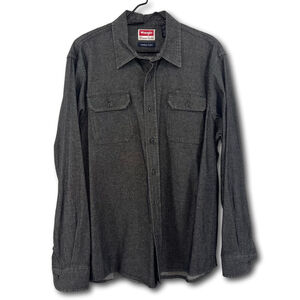 Wrangler Long Sleeve Shirt Western Button Up Dark Gray Heavy Weight Size Large
